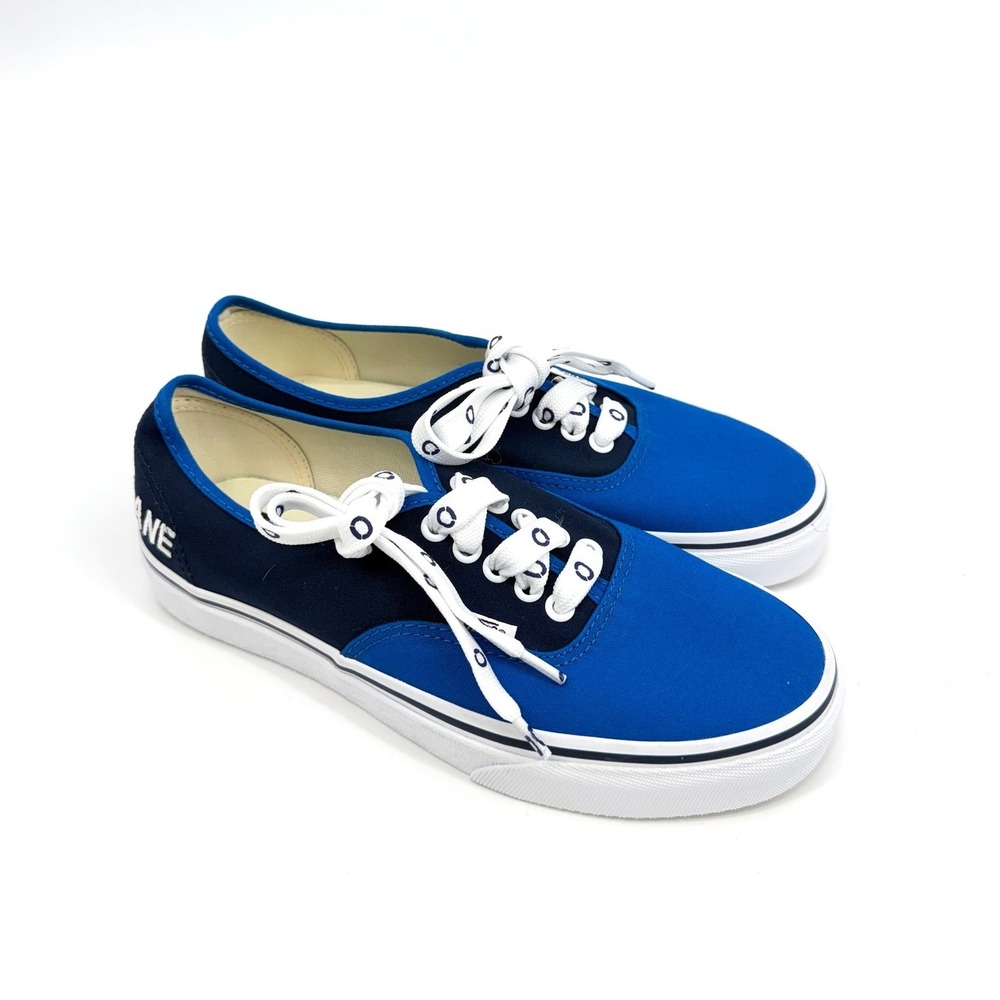 NEW Vans Authentic Customs Blue Navy Fast Lane Embroidered Shoes Men 7 Women 8.5